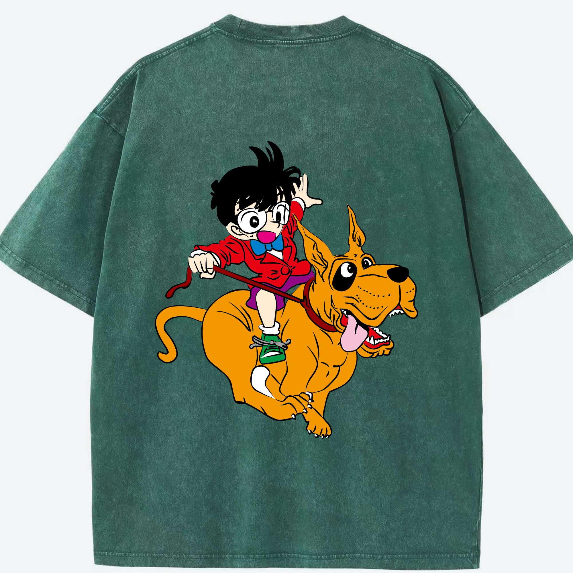 （画像用） 名探偵コナン 江戸川 コナン Detective Conan Conan Edogawa 綿100% ヴィンテージ風 半袖Tシャツ（背面プリント）